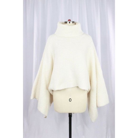 Zara Sweaters - ZARA Ivory White Chunky Knit Kimono Sleeve Oversized Turtleneck Sweater, Size M